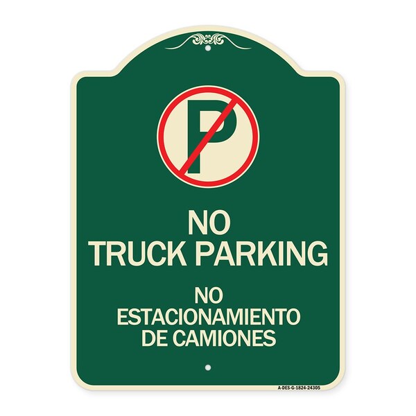 Bilingual No Parking No Truck Parking No Estacionamiento De Camiones Alum, 24" x 18", G-1824-24305